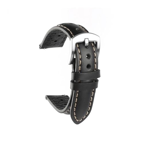 NBCNZCTSAS Leder Uhrenarmband 18mm 19mm 20mm 22mm Armband Vintage Handgelenk Band Zubehör Quick Release Ersatz Gürtel fit for Männer(Black,22mm) von NBCNZCTSAS