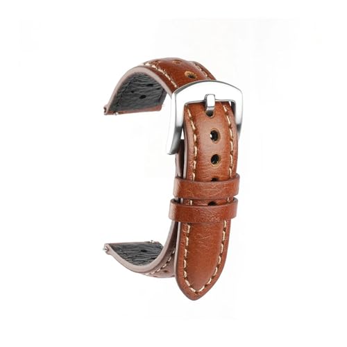 NBCNZCTSAS Leder Uhrenarmband 18mm 19mm 20mm 22mm Armband Vintage Handgelenk Band Zubehör Quick Release Ersatz Gürtel fit for Männer(Brown,22mm) von NBCNZCTSAS