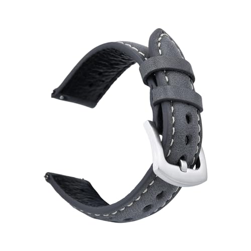 NBCNZCTSAS Leder Uhrenarmband 18mm 19mm 20mm 22mm Armband Vintage Handgelenk Band Zubehör Quick Release Ersatz Gürtel fit for Männer(Dark gray,20mm) von NBCNZCTSAS