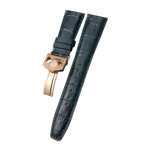 NBCNZCTSAS Lederarmband 20 mm 21 mm 22 mm, passend for IWC PORTUGIESER, passend for PORTOFINO, klassische Textur, schwarz-blaues Rindsleder-Uhrenarmband(Silver Yellow,21mm) von NBCNZCTSAS