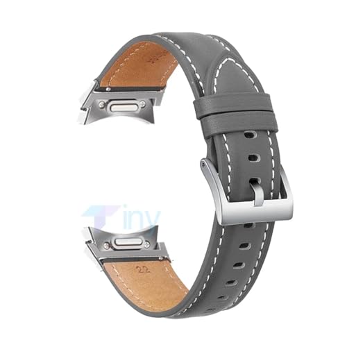 NBCNZCTSAS Lederarmband ohne Lücken, passend for Samsung Galaxy Watch 6/5/4 40mm 44mm 5Pro 45mm Band 6/4 Classic 4743mm 4642mm, weiches Armband(Grey-S,Watch 5 Pro 45mm) von NBCNZCTSAS