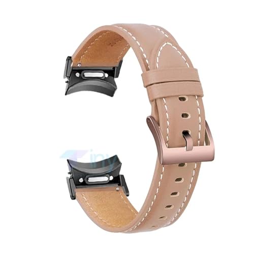 NBCNZCTSAS Lederarmband ohne Lücken, passend for Samsung Galaxy Watch 6/5/4 40mm 44mm 5Pro 45mm Band 6/4 Classic 4743mm 4642mm, weiches Armband(Light pink-B,Watch 5 Pro 45mm) von NBCNZCTSAS
