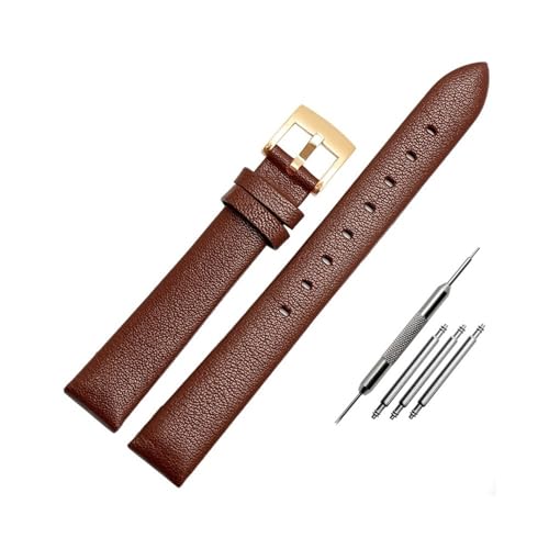 NBCNZCTSAS Lederarmband passend for Swarovski 5158972 5263904 5200341 passend for Armani/Fit for Fossil Serie Lederarmband Damen 12 mm 14 mm 16 mm(Brown gold buc,16mm) von NBCNZCTSAS