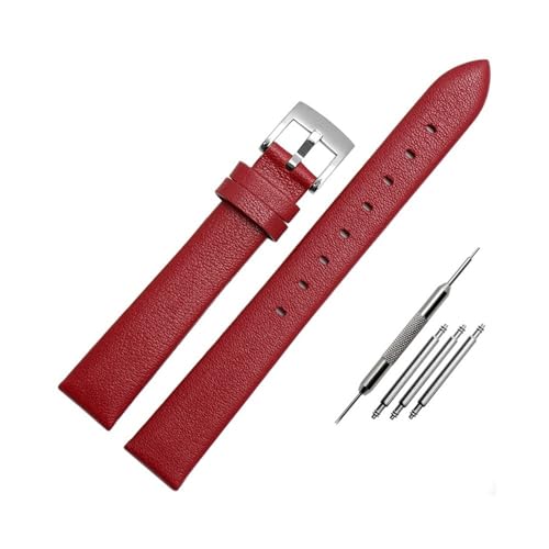 NBCNZCTSAS Lederarmband passend for Swarovski 5158972 5263904 5200341 passend for Armani/Fit for Fossil Serie Lederarmband Damen 12 mm 14 mm 16 mm(Red silver buck,14mm) von NBCNZCTSAS