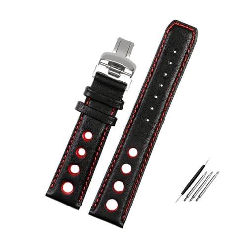 NBCNZCTSAS Lederarmband passend for Tissot 1853 Sportarmband Racing PRS516 T91 1853 Oberschicht 20 mm Riemenzubehör(Black red SR) von NBCNZCTSAS
