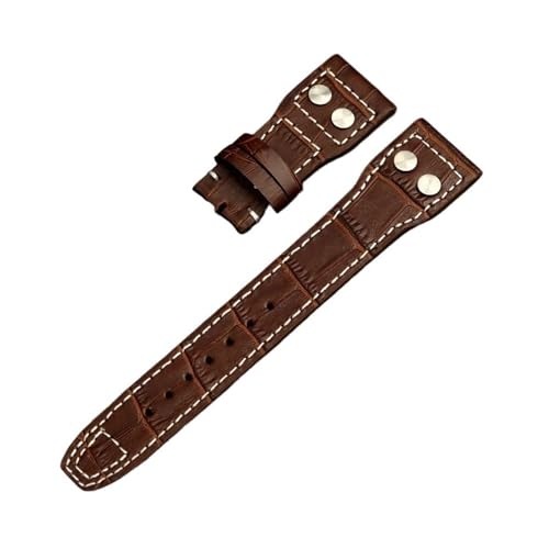 NBCNZCTSAS Ledernieten Armband passend for IWC Big Pilot Spitfire 22mm TOP GUN Braun Schwarz Uhrenarmband(Brown no clasp) von NBCNZCTSAS