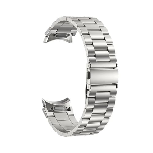 NBCNZCTSAS Lückenloses Armband passend for Samsung Galaxy Watch 6 Classic 43 mm 47 mm 4/5/6 40 mm 44 mm Band Quick Fit Edelstahlarmband Uhr 5Pro 45(Silver,Watch 6 Classic 43mm) von NBCNZCTSAS