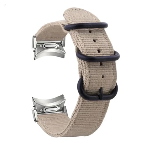 NBCNZCTSAS Lückenloses Armband passend for Samsung Galaxy Watch 6 Classic 43 mm 47 mm 6 5 4 44 mm 40 mm Nylonband passend for 4 Classic 42 46 mm 5Pro 45 mm Armband(Off white-S,Galaxy Watch 6 5 4) von NBCNZCTSAS