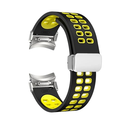 NBCNZCTSAS Magnetisches Armband passend for Samsung Galaxy Watch 4 5 6 44 mm 40 mm Band 4 6 Classic 47 mm 43 mm 46 mm Quick Fit Silikonarmband 5Pro 45 mm(Black yellow-S) von NBCNZCTSAS