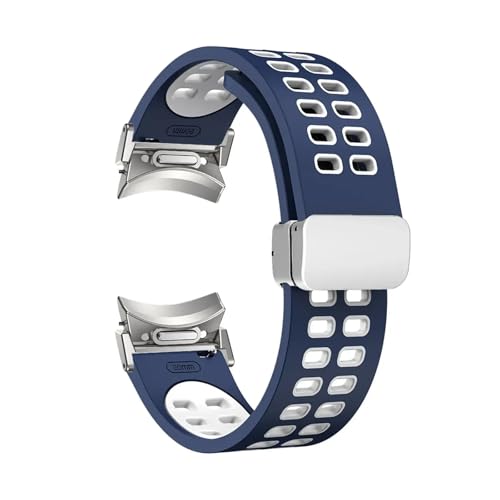 NBCNZCTSAS Magnetisches Armband passend for Samsung Galaxy Watch 4 5 6 44 mm 40 mm Band 4 6 Classic 47 mm 43 mm 46 mm Quick Fit Silikonarmband 5Pro 45 mm(Blue white-S) von NBCNZCTSAS