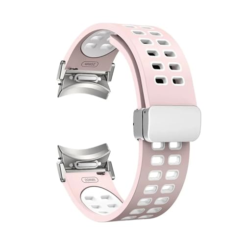NBCNZCTSAS Magnetisches Armband passend for Samsung Galaxy Watch 4 5 6 44 mm 40 mm Band 4 6 Classic 47 mm 43 mm 46 mm Quick Fit Silikonarmband 5Pro 45 mm(Pink white-S) von NBCNZCTSAS