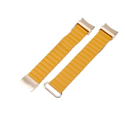 NBCNZCTSAS Magnetisches Lederarmband passend for Samsung Galaxy Watch 6 5 4 40 44 mm 6 Classic 43 47 mm, keine Lücken, Schnellmontageband, Uhr 5Pro 45 mm Armband(Yellow,For Watch 6 5 4 40mm) von NBCNZCTSAS