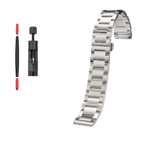 NBCNZCTSAS Mattschwarzer Stahlgürtel 20 mm 22 mm passend for Timex T49963 T49905 TW4B14200 Edelstahlarmband Herren Metalluhrenarmband(3118-silver,22mm) von NBCNZCTSAS