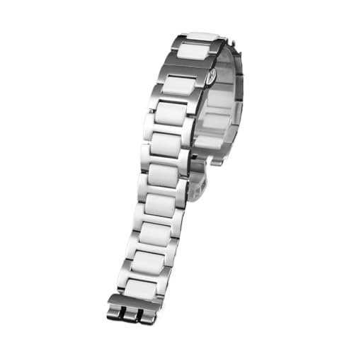 NBCNZCTSAS Metall Edelstahl Armband Armband Fit for Swatch YGS749G YCS Yas YGS IRONY Keramik Männer Frauen Uhr Kette Riemen 17mm 19mm 21mm(SWQ-02-silver,19mm) von NBCNZCTSAS