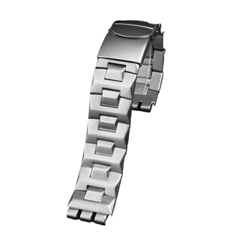 NBCNZCTSAS Metall Edelstahl Armband Armband Fit for Swatch YGS749G YCS Yas YGS IRONY Keramik Männer Frauen Uhr Kette Riemen 17mm 19mm 21mm(SWQ-20-silver,19mm) von NBCNZCTSAS