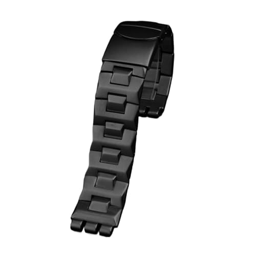 NBCNZCTSAS Metall Edelstahl Armband Armband Fit for Swatch YGS749G YCS Yas YGS IRONY Keramik Männer Frauen Uhr Kette Riemen 17mm 19mm 21mm(SWQ-20black,19mm) von NBCNZCTSAS
