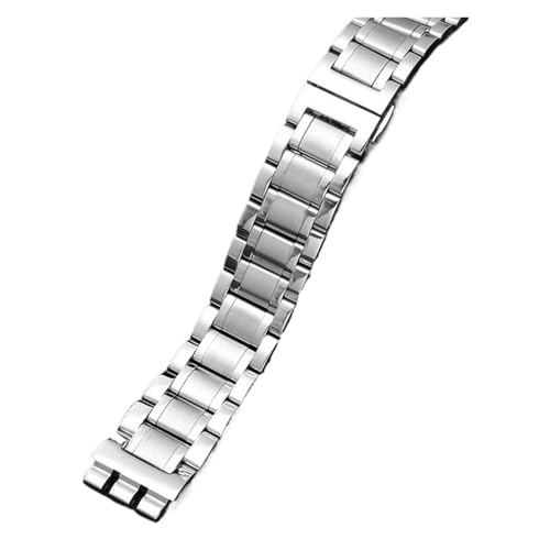 NBCNZCTSAS Metall Edelstahl Armband Armband Fit for Swatch YGS749G YCS Yas YGS IRONY Keramik Männer Frauen Uhr Kette Riemen 17mm 19mm 21mm(SWQ-G18-silver,19mm) von NBCNZCTSAS