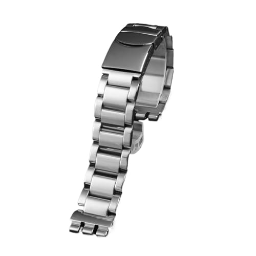 NBCNZCTSAS Metall Edelstahl Armband Armband Fit for Swatch YGS749G YCS Yas YGS IRONY Keramik Männer Frauen Uhr Kette Riemen 17mm 19mm 21mm(SWQ-G19-silver,17mm) von NBCNZCTSAS