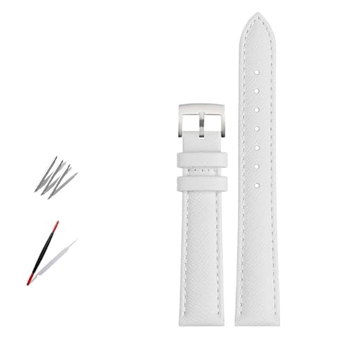 NBCNZCTSAS Modisches Lederarmband for Uhren, passend for Armani, passend for Timex, passend for Gucci, passend for Fossil, passend for Casio, Uhrenarmband for Damen, 10, 12 mm, 14 mm, 16 mm, 18 mm(Whi von NBCNZCTSAS