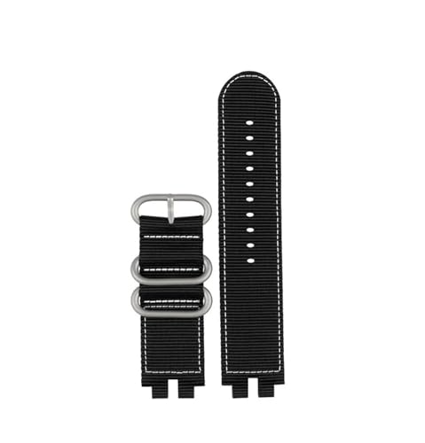 NBCNZCTSAS Nylon-Armband passend for Casio, passend for die PROTREK-Serie PRW-3000, 3100, 6000, 6100Y, Canvas-Armband for Herren(White line silver) von NBCNZCTSAS