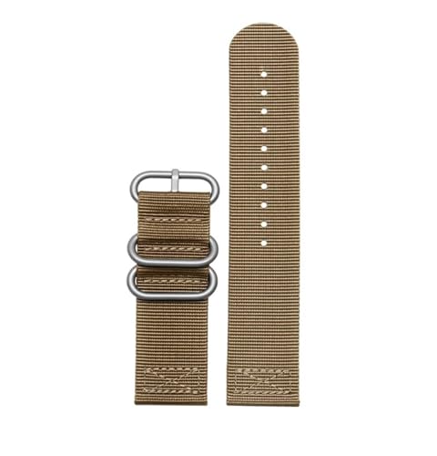 NBCNZCTSAS Nylon-Armband passend for Casio, passend for die PROTREK-Serie PRW-6600, PRG-600Y, PRG-650, PRG-600, wasserdicht, sportlich, 24 mm, Nylon-Canvas-Armband(Khaki-silver) von NBCNZCTSAS