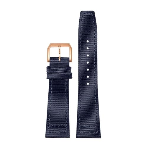 NBCNZCTSAS Nylon Canvas Armband Fit for IWC Fit for PILOT Fit for Portugal Stoff Uhrenarmband 20mm 21mm 22mm Armband Schwarz Armygreen Blau Handgelenkgürtel(Blue RG pin,21mm) von NBCNZCTSAS