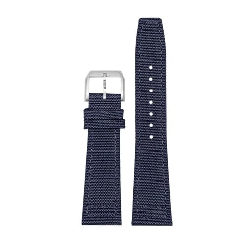 NBCNZCTSAS Nylon Canvas Armband Fit for IWC Fit for PILOT Fit for Portugal Stoff Uhrenarmband 20mm 21mm 22mm Armband Schwarz Armygreen Blau Handgelenkgürtel(Blue silver pin,22mm) von NBCNZCTSAS