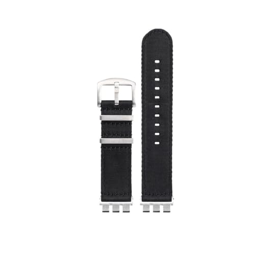 NBCNZCTSAS Nylon-Canvas-Uhrenarmband passend for SWATCH YVS420 YVS454 YVS451 YVS400 YVS404 21 mm Schwarz Orange Grün Rot Blau Armband-Adapter Refit(A1-S pin) von NBCNZCTSAS
