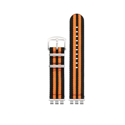 NBCNZCTSAS Nylon-Canvas-Uhrenarmband passend for SWATCH YVS420 YVS454 YVS451 YVS400 YVS404 21 mm Schwarz Orange Grün Rot Blau Armband-Adapter Refit(A18-S pin) von NBCNZCTSAS