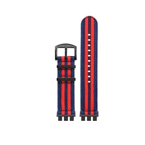 NBCNZCTSAS Nylon-Canvas-Uhrenarmband passend for SWATCH YVS420 YVS454 YVS451 YVS400 YVS404 21 mm Schwarz Orange Grün Rot Blau Armband-Adapter Refit(A19-B pin) von NBCNZCTSAS