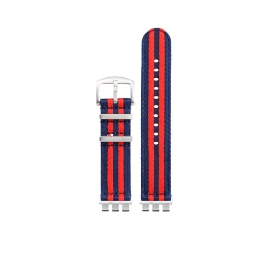NBCNZCTSAS Nylon-Canvas-Uhrenarmband passend for SWATCH YVS420 YVS454 YVS451 YVS400 YVS404 21 mm Schwarz Orange Grün Rot Blau Armband-Adapter Refit(A19-S pin) von NBCNZCTSAS