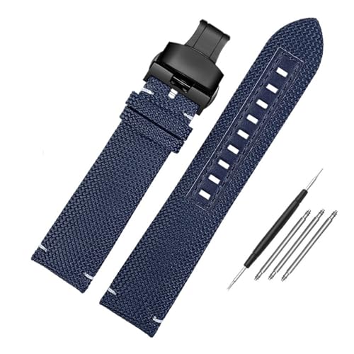 NBCNZCTSAS Nylon-Herren-Armband passend for Citizen, passend for Mido, passend for Navigator M026.629/430, passend for Ocean Star M042.430, Canvas-Leder-Uhrenarmband, 22 mm(D blue black Folding) von NBCNZCTSAS