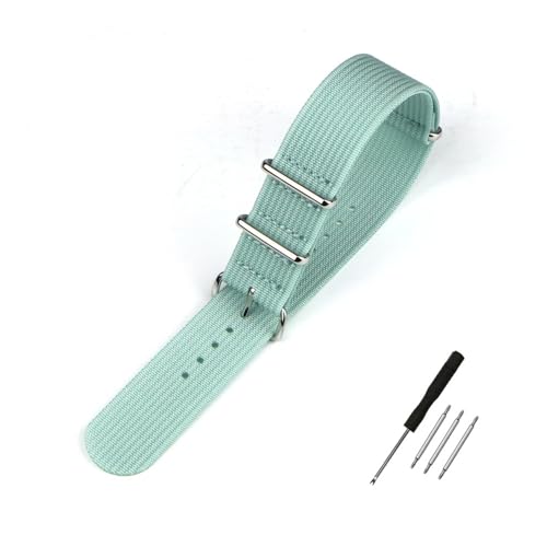 NBCNZCTSAS Nylon-Uhrenarmband, geripptes Armband, 18 mm, 19 mm, 20 mm, 22 mm, passend for den Ersatz von militärischem ballistischem Stoff, Premium-Uhrenarmband-Zubehör(Light Blue,20mm) von NBCNZCTSAS
