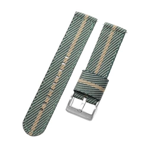 NBCNZCTSAS Nylonarmband 20 mm 22 mm Business Edelstahlschnalle Schnellverschluss Nylon Canvas Herren Ersatzarmband Uhrenarmband Zubehör(B3.Green Khaki,22mm) von NBCNZCTSAS