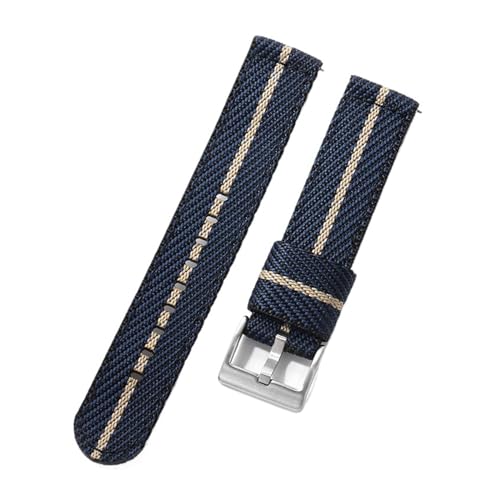 NBCNZCTSAS Nylonarmband 20 mm 22 mm Business Edelstahlschnalle Schnellverschluss Nylon Canvas Herren Ersatzarmband Uhrenarmband Zubehör(B6.Blue Khaki,20mm) von NBCNZCTSAS