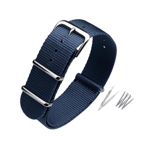 NBCNZCTSAS Nylonband-Anpassung, passend for Casio, passend for CITIZEN, passend for Seiko-Armband, Unisex-Uhrenzubehör, 18 mm, 19 mm, 20 mm, 21 mm, 22 mm, 24 mm(4 blue,20mm) von NBCNZCTSAS
