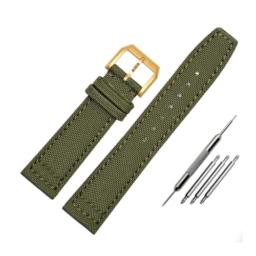 NBCNZCTSAS Nylonband passend for IWC Portugieser Pilot Serie 20mm 21mm 22mm Armbanduhren Band Canvas Armband Schwarz Blau Grün(Green gold,20mm) von NBCNZCTSAS