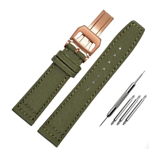 NBCNZCTSAS Nylonband passend for IWC Portugieser Pilot Serie 20mm 21mm 22mm Armbanduhren Band Canvas Armband Schwarz Blau Grün(Green rose folding,20mm) von NBCNZCTSAS