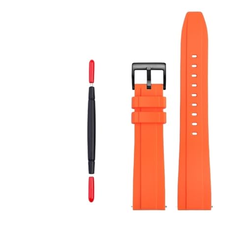NBCNZCTSAS Orange Gummiarmband passend for Omega, passend for Mido, passend for Citizen, passend for Seiko, Silikonarmband, 20 MM, 22 MM, Herren-Sportuhrenzubehör(A-orange black pin,22mm) von NBCNZCTSAS