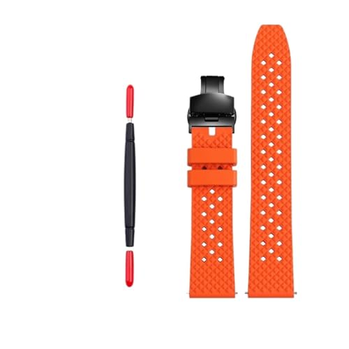 NBCNZCTSAS Orange Gummiarmband passend for Omega, passend for Mido, passend for Citizen, passend for Seiko, Silikonarmband, 20 MM, 22 MM, Herren-Sportuhrenzubehör(C-orange black,20mm) von NBCNZCTSAS