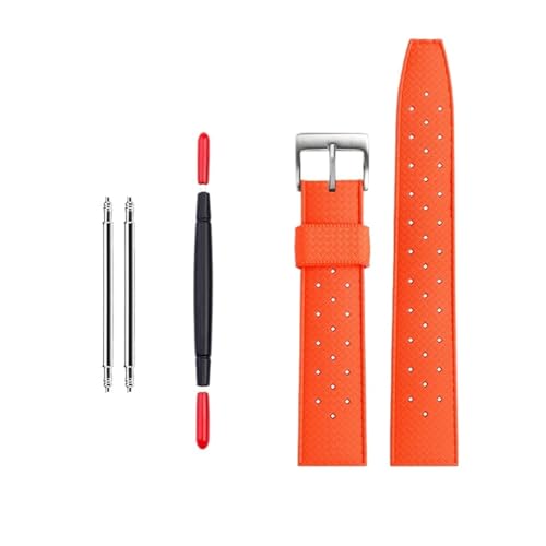 NBCNZCTSAS Orange Gummiarmband passend for Omega, passend for Mido, passend for Citizen, passend for Seiko, Silikonarmband, 20 MM, 22 MM, Herren-Sportuhrenzubehör(E-orange silver pin,20mm) von NBCNZCTSAS