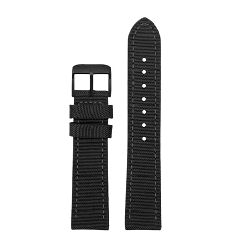 NBCNZCTSAS Passend for Breitling Nylon-Leder-Uhrenarmband Passend for Seawolf Blackbird Passend for Avenger Tudor Passend for Black Shield Canvas-Uhrenarmband 20 22 mm 24 mm Herrenarmband(Black-black von NBCNZCTSAS