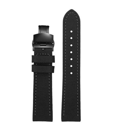 NBCNZCTSAS Passend for Breitling Nylon-Leder-Uhrenarmband Passend for Seawolf Blackbird Passend for Avenger Tudor Passend for Black Shield Canvas-Uhrenarmband 20 22 mm 24 mm Herrenarmband(Black-black von NBCNZCTSAS