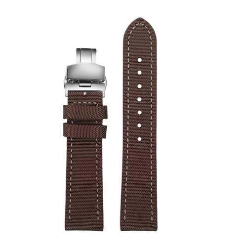 NBCNZCTSAS Passend for Breitling Nylon-Leder-Uhrenarmband Passend for Seawolf Blackbird Passend for Avenger Tudor Passend for Black Shield Canvas-Uhrenarmband 20 22 mm 24 mm Herrenarmband(Brown-steel von NBCNZCTSAS