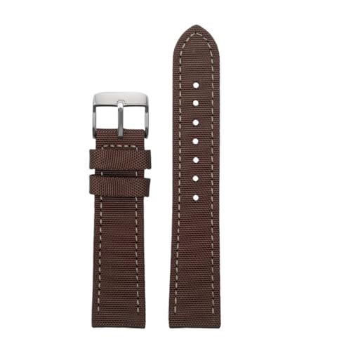 NBCNZCTSAS Passend for Breitling Nylon-Leder-Uhrenarmband Passend for Seawolf Blackbird Passend for Avenger Tudor Passend for Black Shield Canvas-Uhrenarmband 20 22 mm 24 mm Herrenarmband(Brown-steel von NBCNZCTSAS