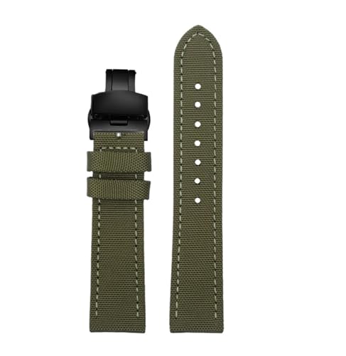 NBCNZCTSAS Passend for Breitling Nylon-Leder-Uhrenarmband Passend for Seawolf Blackbird Passend for Avenger Tudor Passend for Black Shield Canvas-Uhrenarmband 20 22 mm 24 mm Herrenarmband(Green black von NBCNZCTSAS