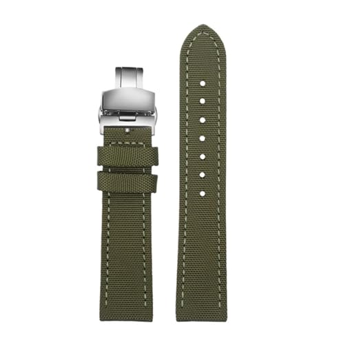 NBCNZCTSAS Passend for Breitling Nylon-Leder-Uhrenarmband Passend for Seawolf Blackbird Passend for Avenger Tudor Passend for Black Shield Canvas-Uhrenarmband 20 22 mm 24 mm Herrenarmband(Green steel von NBCNZCTSAS