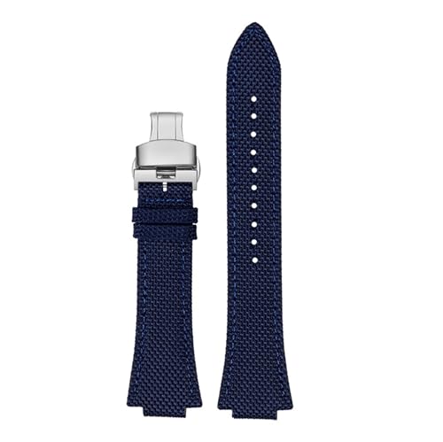 NBCNZCTSAS Passend for CASIO Fit For G-Shock GST-B400 Herren-Uhrenarmband aus Nylon, 14 mm, konvex, atmungsaktiv, Edelstahl, Armbandzubehör(Blue Steel Folding) von NBCNZCTSAS