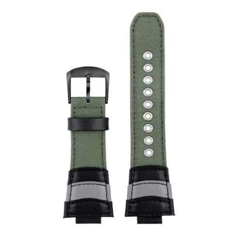 NBCNZCTSAS Passend for CASIO GST-B400 GST-B200 GA2100 Canvas Herren Uhrenarmband Konvex 14MM 16MM Nylon Armband Sport Atmungsaktives wasserdichtes Armband(Army green black,16mm for b200) von NBCNZCTSAS