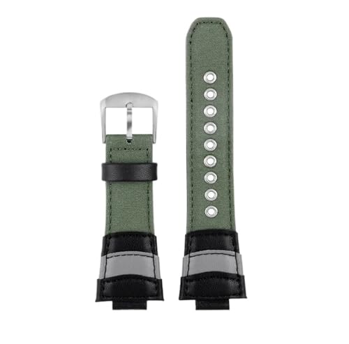 NBCNZCTSAS Passend for CASIO GST-B400 GST-B200 GA2100 Canvas Herren Uhrenarmband Konvex 14MM 16MM Nylon Armband Sport Atmungsaktives wasserdichtes Armband(Army green steel,16mm for b200) von NBCNZCTSAS